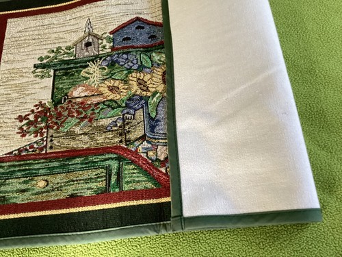 Country Tapestry Bird Houses Sunflowers On A Buffet 28” X 18 1/2” Finished Back - Picture 9 of 10