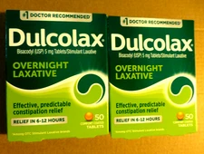 2 Dulcolax Stimulant Laxative 50 Coated Tablets for Overnight Relief Exp 11/26