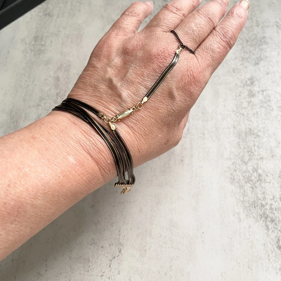 NIB Free People Hand Chain Bronze Gold Multi-Strand Finger to Wrist Boho RARE - Image 3 of 4