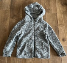 True Grit Sherpa Fleece Pullover Sweater Gray Youth Hooded Jacket Size S