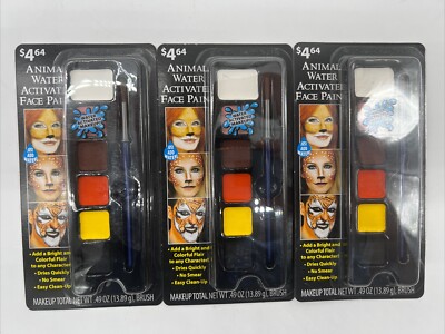 New Fun World Lot 3 Animal Water Active Face Paint Just Add Water FreeS&H