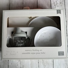 PREOWNED POTTERY BARN KIDS NURSERY FEEDING SET BORN TO BE LOVED