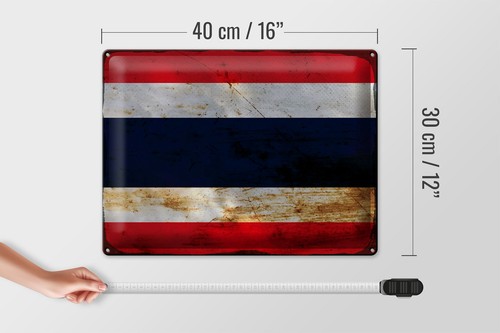 Blechschild Flagge Thailand 40x30 cm Flag of Thailand Rost Deko Schild tin sign - Picture 5 of 5