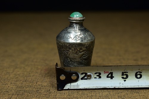 Collectable chinese old silver handmade carven lotus fish exquisite snuff bottle - Picture 9 of 9