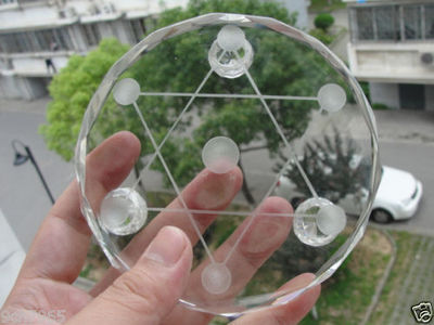7 Star Plate Asian Quartz Crystal Healing Ball Sphere Stand AAA