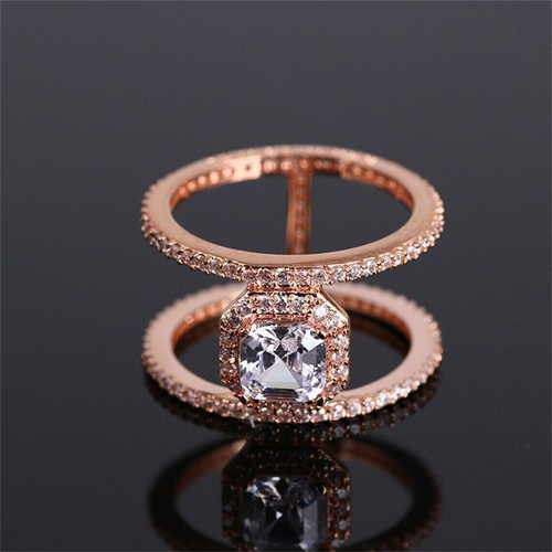 Henri Bendel Luxe Asscher Cut Pave Harness Ring In Gold /Rose Gold US Size 6 New - Picture 8 of 18
