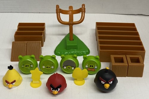 Angry Birds Lot 23 Replacement Pieces For Knock On Wood Game: Birds/Blocks/Pigs+