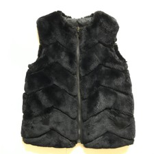 Nwot Charlotte Brody Reversible Vest Womens Xs Black Rabbit Fur Full Zip Quilted