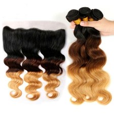 12A 1b/4/27 OMBRE BRAZILIAN VIRGIN HUMAN HAIR BODY WAVE 18 20 22 16INCH FRONTAL