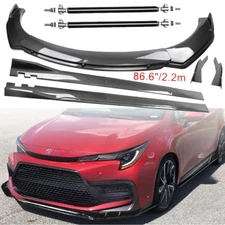 For Toyota Corolla SE Carbon Fiber Front Bumper Lip Spoiler 86.6" Side Skirt Kit