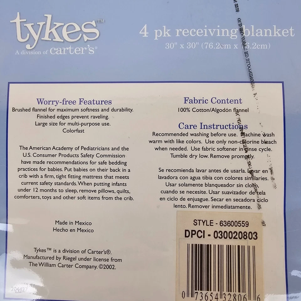 Vintage Carters Baby Tykes Y2K Cotton Flannel Baby Blankets Duck Yellow Plaid - Image 3 of 4