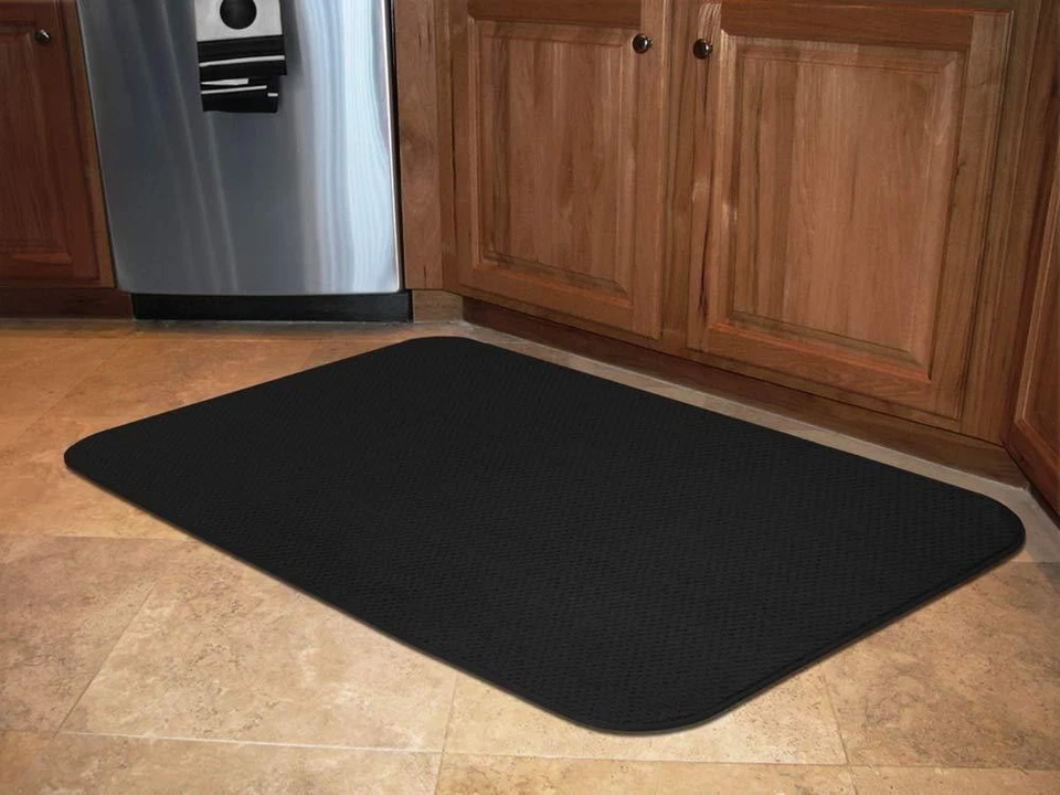 SKID-RESISTANT RUG living area carpet kitchen floor mat BLACK - Image 4 of 4