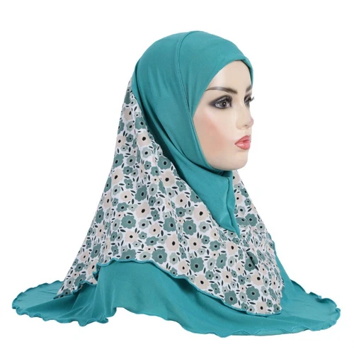 Fit 8-15 year old Muslim girl Arab headscarf floral Abaya base scarf- - Picture 19 of 31