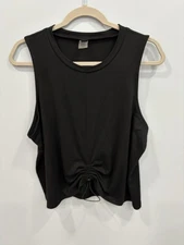 NEW Ebb & Flow Black Sleeveless Ruched Front Tank Top Size Large Athleisure