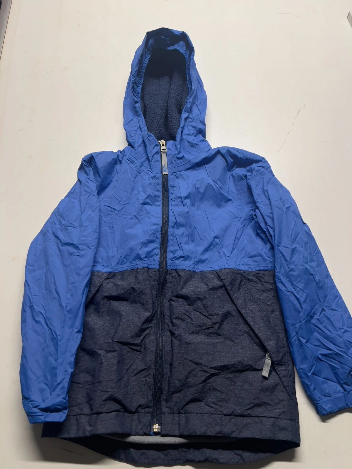The North Face Windbreaker Rain Jacket Blue Full Zip Hooded Kids Boys Sz S 7-8