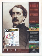 1998 VR Baseball 2000 Abner Doubleday PC Video Game Vintage Print Ad