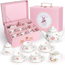Porcelain Tea Set for Girls, Tea Party Set for Little Girls, Kids Tea Set Kitche