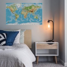 Wandtattoo Weltkarte Geografisch Aufkleber Wandaufkleber Wandsticker WW06-01