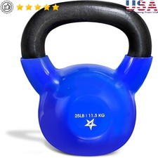 Durable Cast Iron Kettlebell 25LB Vinyl Coated Perfect Home Gym Workouts New