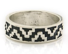 Navajo Tribal Band Ring Sterling Silver Vintage Artist Size 8.75