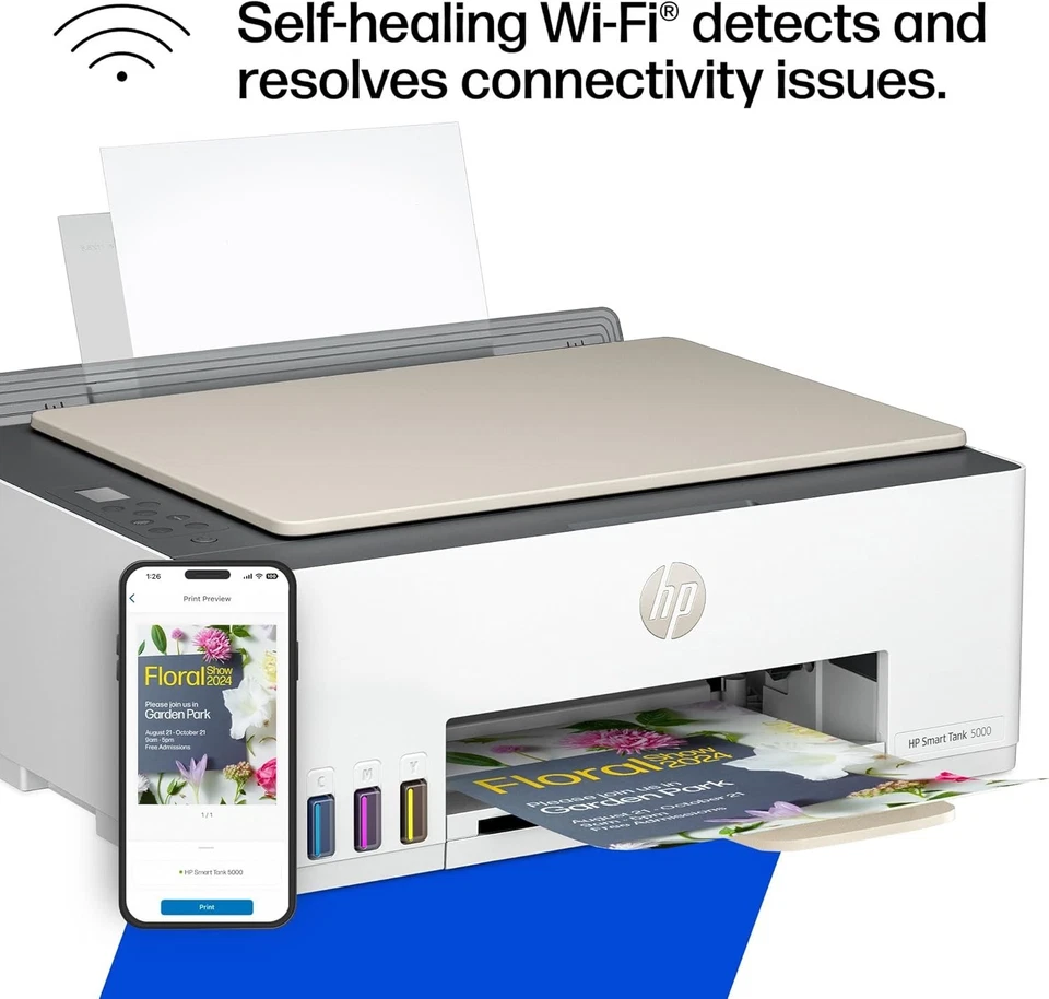 HP Smart Tank 5000 All-In-One Wireless Printer Scanner Copier w/ New Sealed Ink - Image 4 of 4