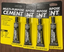 Multi-Purpose Cement 0.5oz tube All Purpose Adhesive Glue Household Repairs 4pk