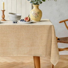 Natural Linen Rectangle Tablecloth, Slubby Textured Fall Lightweight Table Cloth