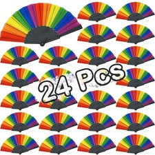 24 Pack Rainbow Folding Fans Pride Decorations Pride Fan Gay Lesbian Wedding ...
