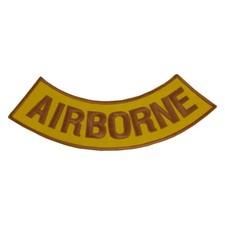 AIRBORNE Rocker Patch - 10.5" x 2.5" Large Yellow & Gold Biker Vest Jacket DIY