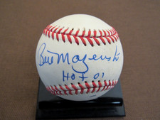 BILL MAZEROSKI PITTSBURGH PIRATES HOF SIGNED AUTO VINTAGE ML GAME BASEBALL