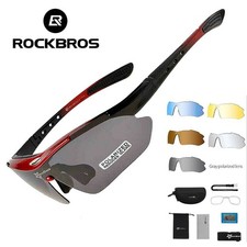 ROCKBROS Polarized Sunglasses 5 Lens Cycling Goggles Hiking Bike Glasses UV400