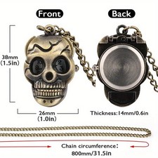 Classic Stylish Sturdy High-Quality Shiny Long-Lasting Skull Quartz Pocket Watch