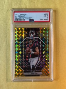 2023 Mosaic CJ C.J. Stroud RC REACTIVE YELLOW PSA 9 MINT #292 Rookie Parallel 55