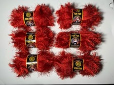 6 skeins Lion Brand Fun Fur RED Eyelash Yarn 1.75 oz 60 yds each