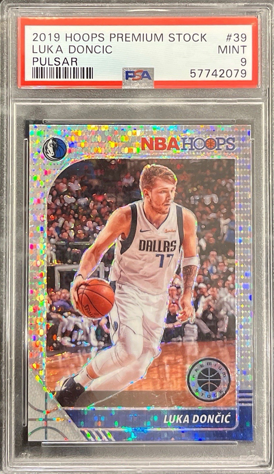 Luka Doncic 2019 Hoops Premium Stock Pulsar PSA 9