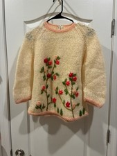 Vintage 1960's Mohair Womens Sweater Hand Knit In Italy