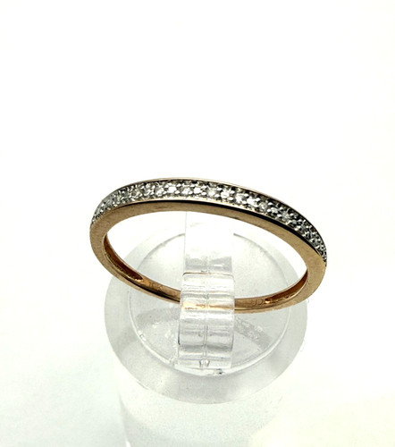 10kt rose gold .05 ct diamond wedding band sz 7 - .9 grams $399 #307