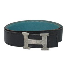 Ceinture réversible en cuir Hermes Constance avec quincaillerie guillochée Me...