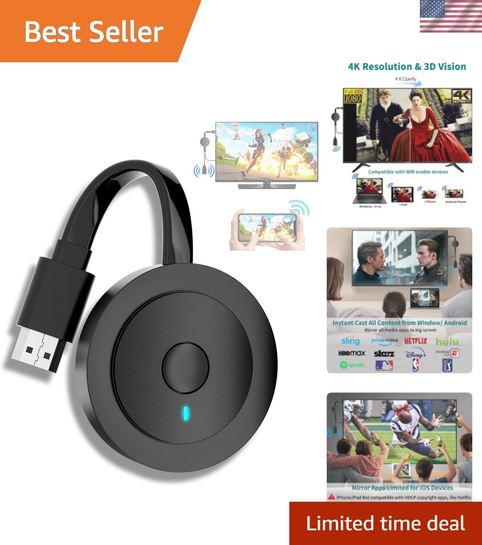 Compact Wireless HDMI Adapter 4K - Instant Streaming for iOS & Android