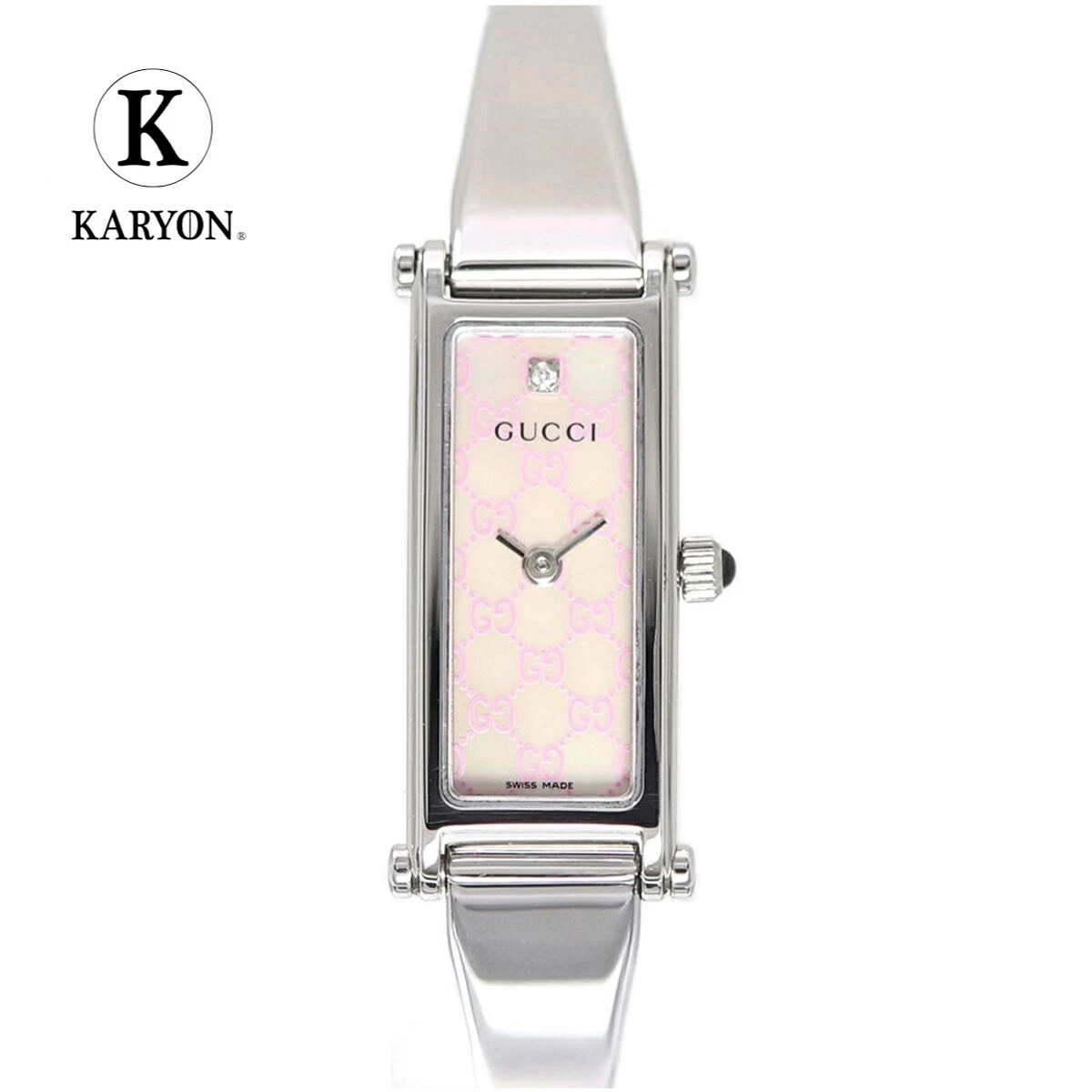 Gucci Gg Cadran 1P Diamant Acier Inoxydable Petite Amie Femme 1500L Quartz