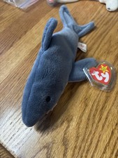 Beanie Baby 1996 Crunch The Shark Tag In Plastic PVC Pellets
