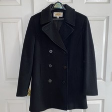 Talbots Double Breasted Black Wool Peacoat Pockets Size 10 Made in USA