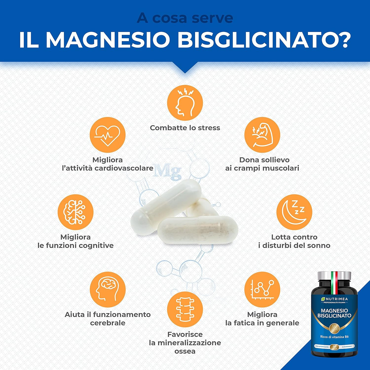 Integratore Magnesio Bisglicinato e B6 - Contro Stanchezza e Stress - 2