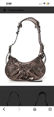 Women's Balenciaga Le Cagole XS Metallic Leather Shoulder Bag Nwt