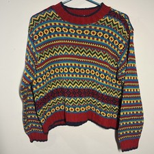 Hanna Andersson Women s M Multi Color Nordic Knit Sweater Geometric Multicolor