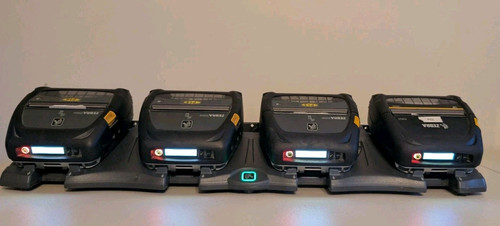3 Zebra ZQ520 & 1 ZQ521 Mobile Bluetooth Barcode Label Printer & Charging Cradle
