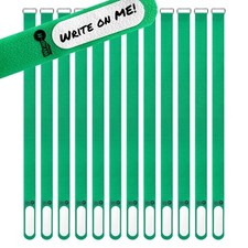 Cinch-Straps, 18" 12 Pack Green , Features Buckle and Write on Label for Eas...
