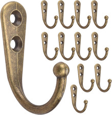 12Pcs Brass Wall Hooks,Single Prong Hook Hanger,Robe Towel Hooks,Zinc Die Cast 