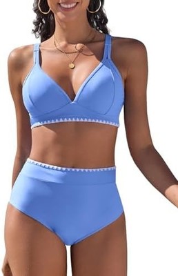UMIPUBO Damen Zweiteiler Push Up Sexy Deep Bikini Set High Waist Gepolsterter BH 