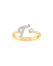 Silver Women 0.20Ct initial Letter T Toe Ring Simulated Diamond 14K Gold Plated